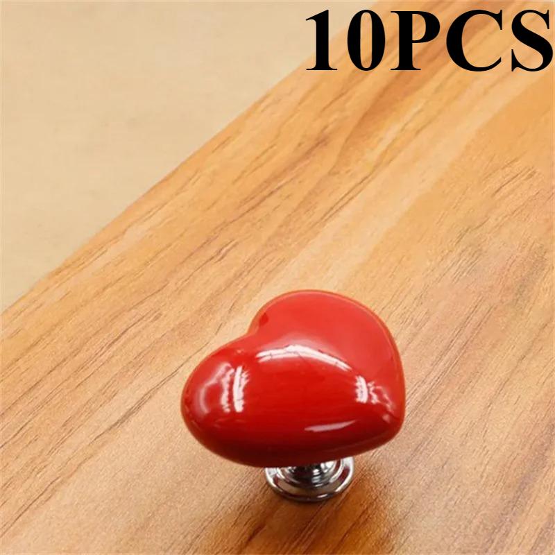 10pcs/2pcs Colorful Heart Shaped Toilet Press Button Water Tank Push Switch Nail Art Assistant Cabinet Door Drawer Handle