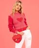 Winter Valentine'S Day Love Peach Crew Neck Pullover Sweater