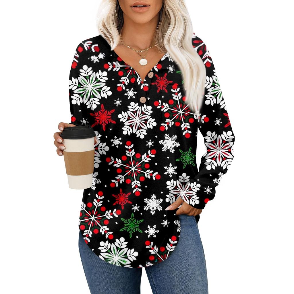 Women's Retro Printed Fashionable Long-sleeved Top