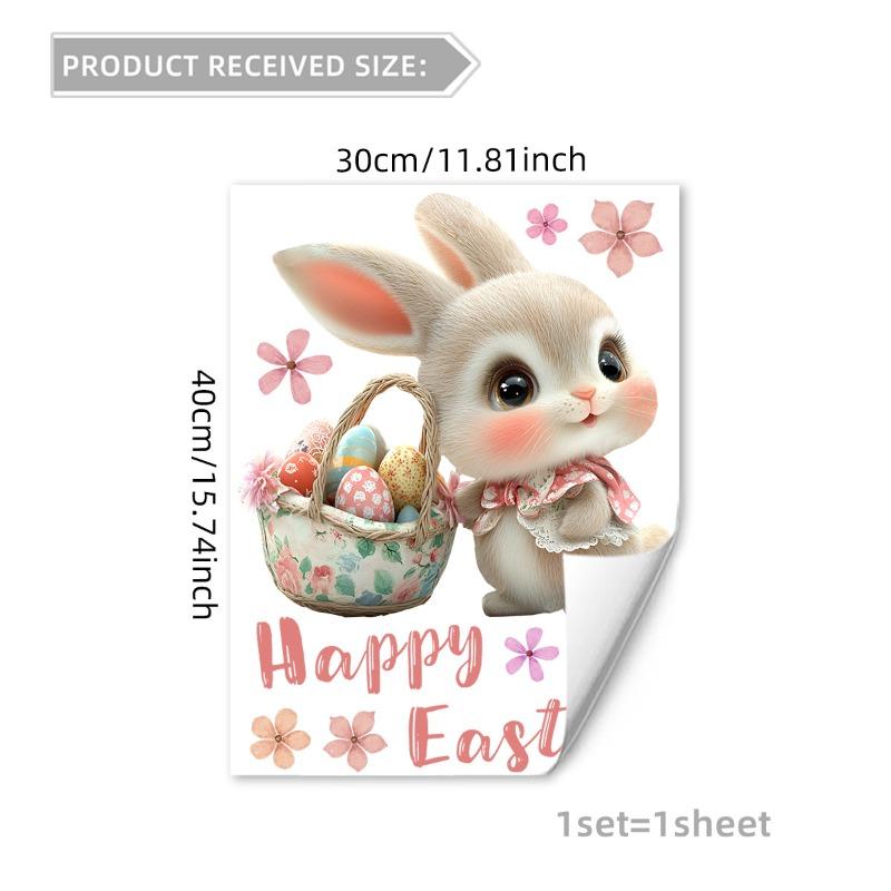 Happy Easter Window Stickers Cute Rabbit Eggs Carrot Electrostatic Glass Sticker Easter Decorations for Home Bunny Wall Decals