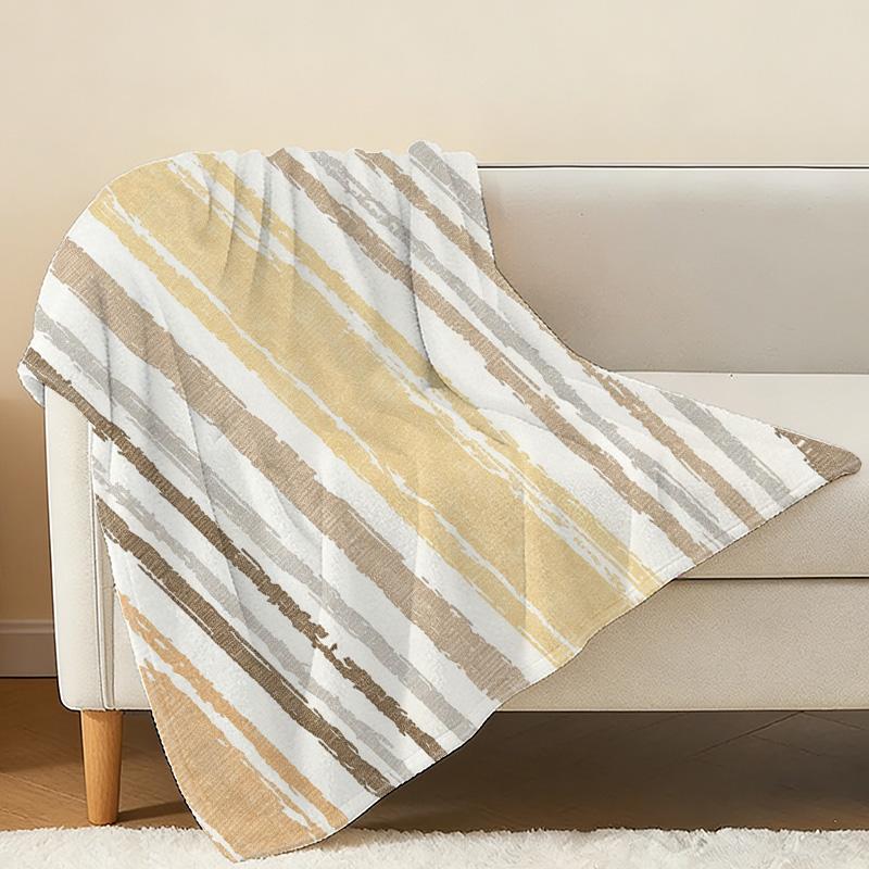 Soft Flannel Striped Blanket Breathable Cozy Throw, Lightweight for Year-Round Use, Suitable for Home, Bedroom, Sofa, Office, Christmas & Halloween