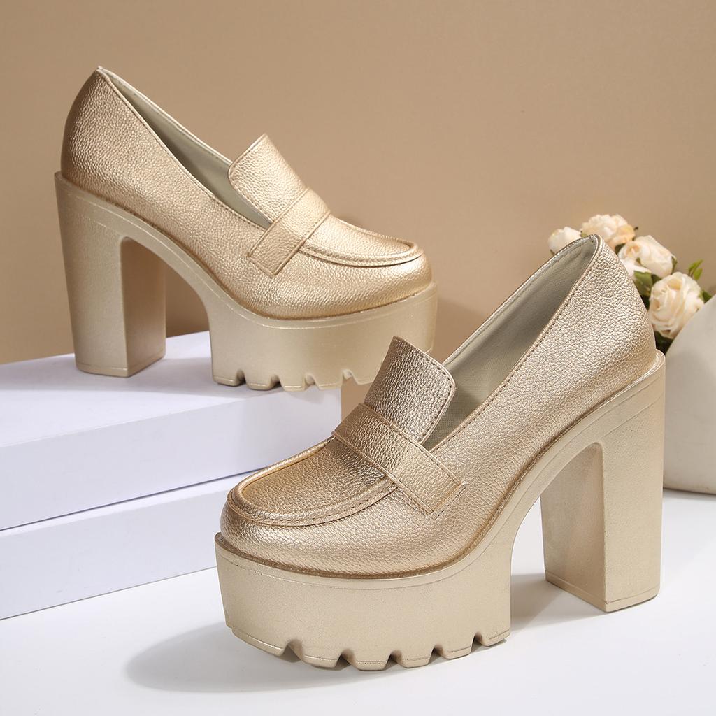 Women Platform Pumps Round Toe Casual High Heels Shoes for Women Elegant Outdoor Comfortable Anti-slip Shoes