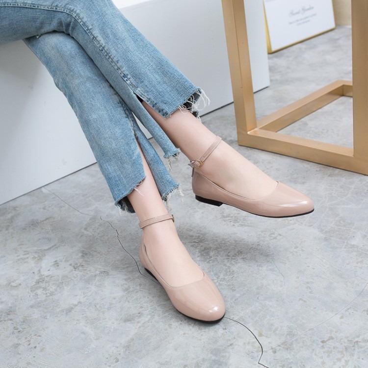 Foreign trade thick heel single shoes women's 2025 summer pointed high heel one-word buckle single shoes black interview work shoes large size