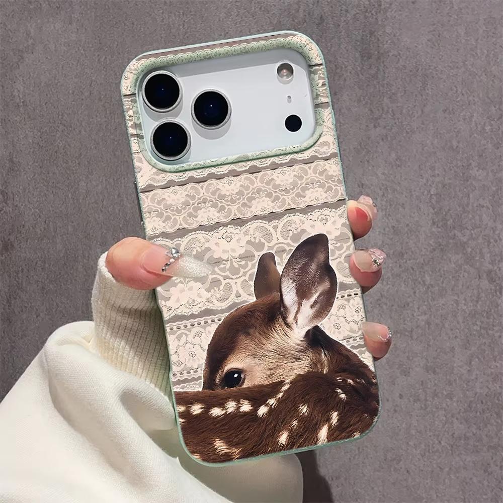 Lace Deer Pattern Silicone Phone Case For iPhone 17 Pro Max 11 12 13 14 15 16 Pro 17 Air 15 14 Plus X XS XR Soft Cover