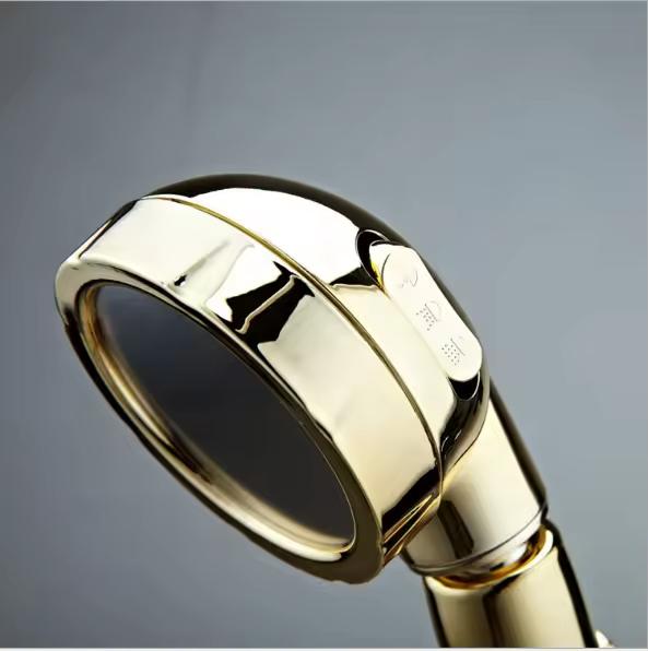 HONGDEC Pause Button 3 Settings Hand Shower Head 360 Degree Adjustable Gold Shower Head