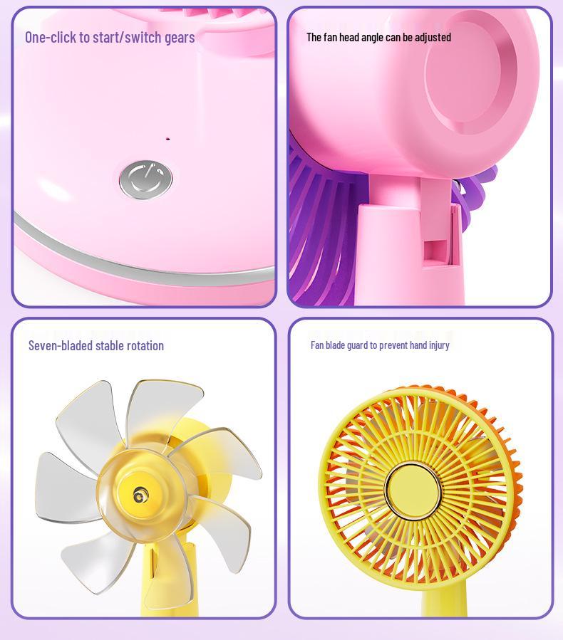 Rechargeable Mini Desktop Fan with Round Base - Portable Summer Gift