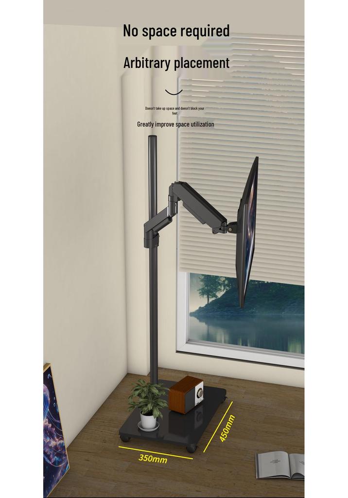 Adjustable Mobile Floor Stand for 17-32 Inch Monitors - Compatible with Dell, HKC, Huawei, and AOC