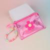 Transparent PVC Chic Coin Purse | Compact Key & Card Holder, Zip Closure | Easy Clean with Beaded Chain