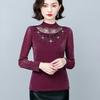 Autumn and Wintertime Semi-turtleneck Bottoming Shirt Women Velvet Thickened Thermal Underwear Mother Middle-aged Belly-covering Top