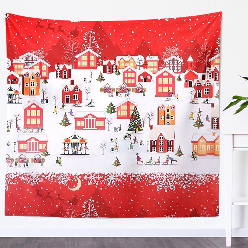 Home Decoration New Year's Eve Party Christmas Print Tapestry Background Suitable for Wall Decor Backdrop Fabric Tapiz Navideño