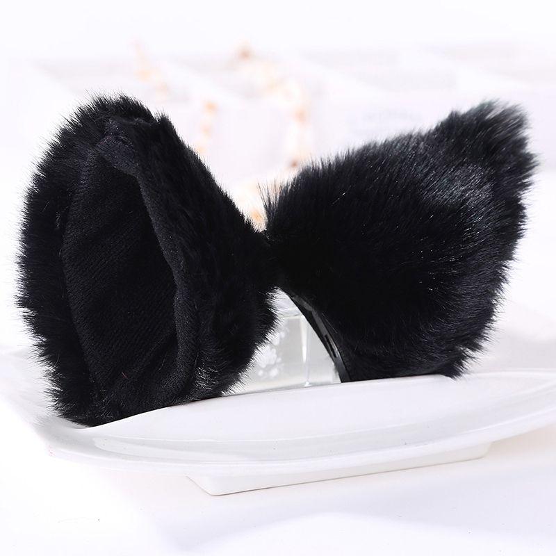 Luxurious Faux Fur Cat Fox Long Fur Ears Costume Hair Clip For Halloween Cosplay Parties