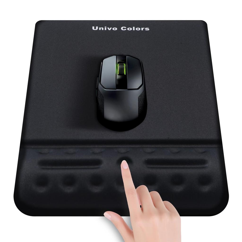 Univo Colors Mouse Pad with Integrated Wrist Rest, 245mm x 170mm, Fatigue Reduction, Ergonomic Design, Soft Material, Stress Relief, Breathable, Skin-
