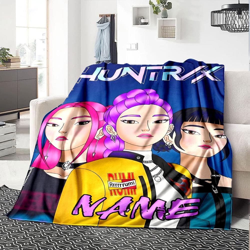 Anime Girls Four Seasons Blanket Customized With Your Name Lightweight And Warm Perfect Gift For Home Office Camping Sofa Travel Beach Durable