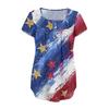 Women Tunic Tops Dressy Casual Summer Short Sleeve Shirts Loose Fit Pleated Boho Top Independence Day
