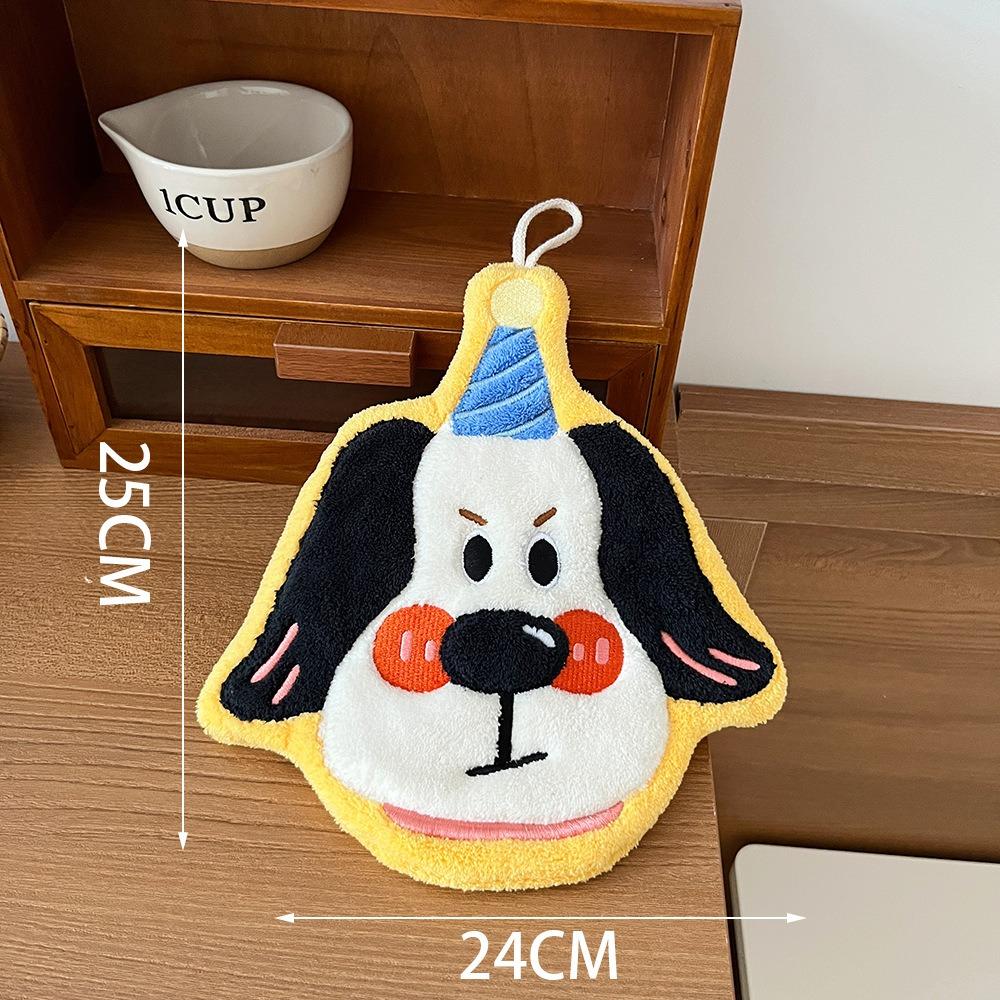 Durable Cute Dog Hand Towel Coral Fleece Soft Toilet Handkerchief Thickened Strong Water Absorption Washcloth Kitchen
