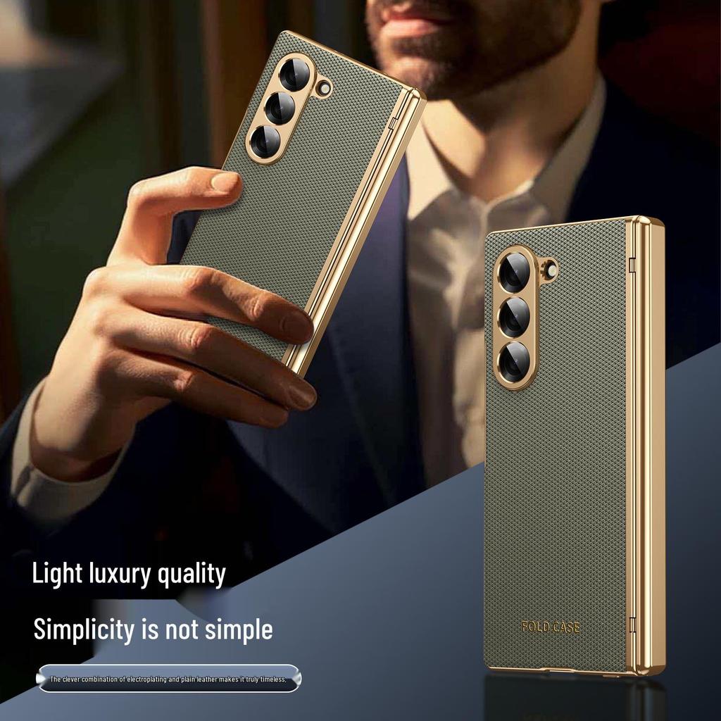 Samsung Z Fold7 Hülle: Galvanisiertes Leder mit Diamantmuster und vollständiger Scharnierabdeckung für Fold6/5
