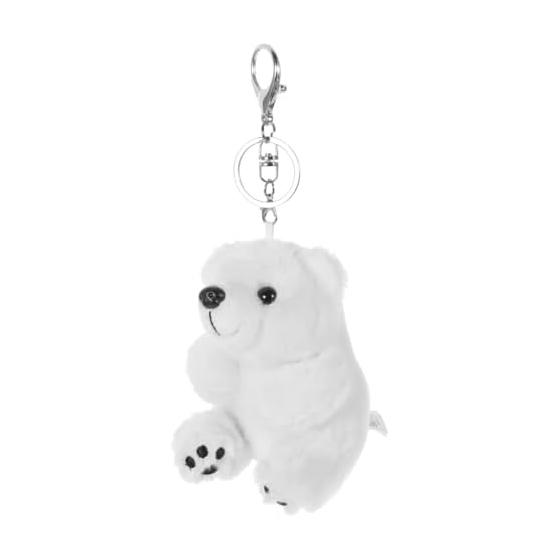 NUOLUX Plush Polar Bear Keychain Bag Charm Mobile Accessories For Kids Cute Animal Polar Bear Stuffed Keychain Sitting Figure Animal Fluffy Pendant