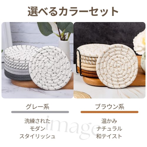 Copeflap Coasters, Absorbent, Round, Thick, Washable, Heat-Resistant, 11cm Diameter (Gray, Set of 6)