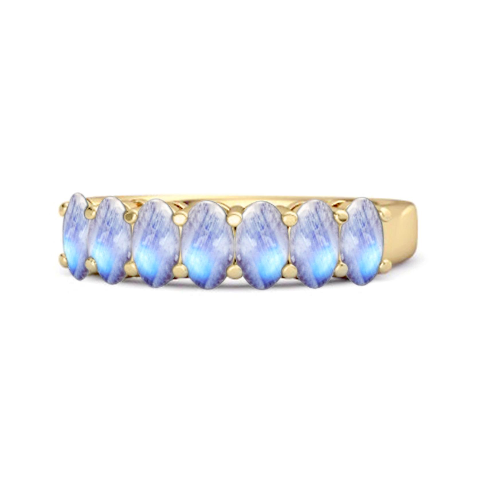 Moonstone Stacked Half Band - 925 Sterling Silver Gold Vermeil 11.5