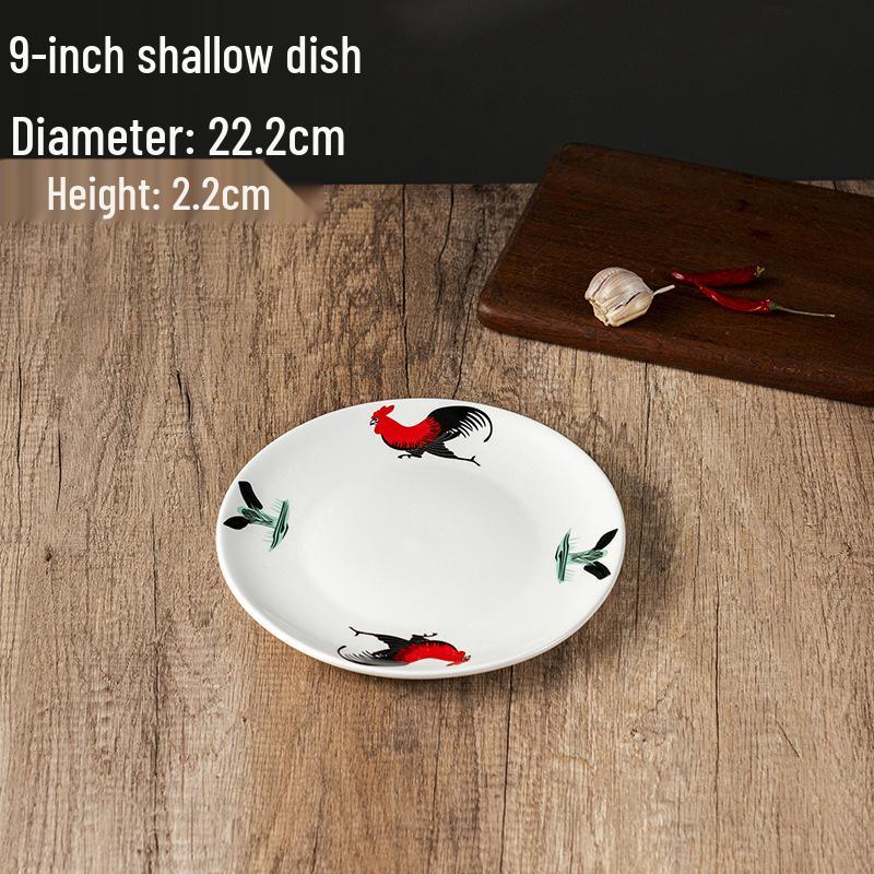 Rooster Series Traditional Oval Ceramic Fish Plate for Hotels & Restaurants