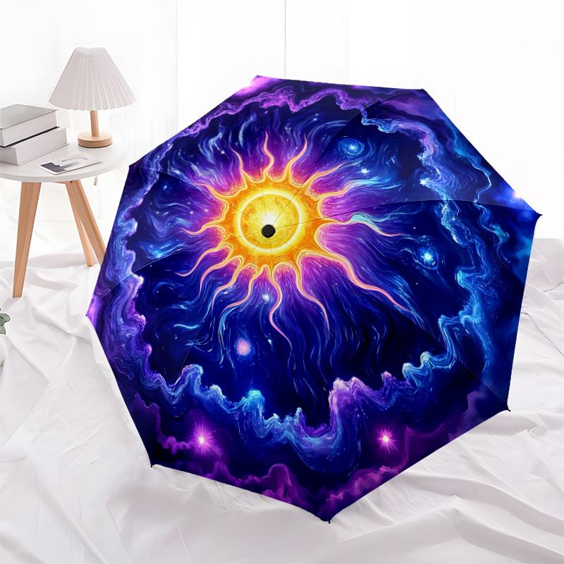 1pc Cosmic Mandala Automatic Folding Umbrella, Heavy-Duty 8-Rib Construction, Perfect for Everyday yy251114114