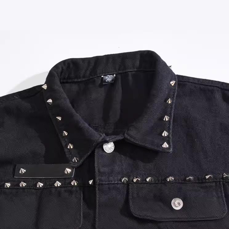 Trendy Men's Spring, Summer and Autumn Black Large Size Vest Locomotive Foreign Trade Rivet Vest Korean Version Slim Vest
