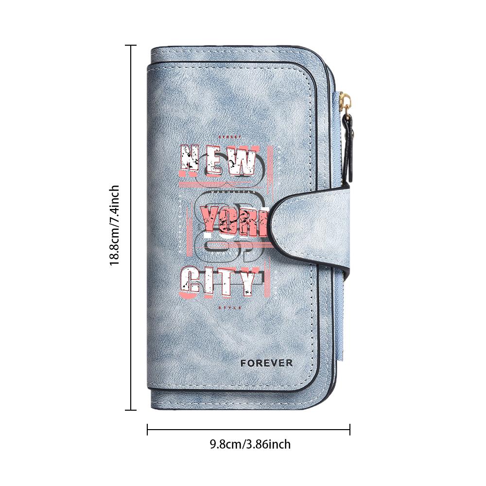 Stylish Letter Print Long Purse Multi Slot Card Holder Zipper Wallet