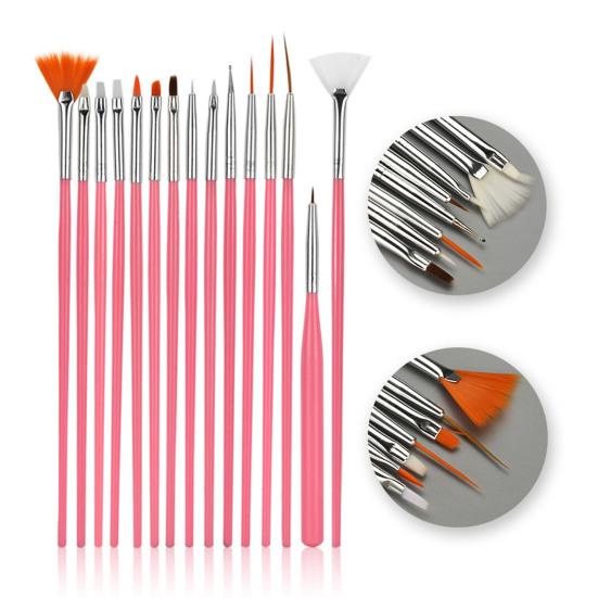 15 Pcs/Set Nail Painting Pen Images Drawing Professional Lightweight Nail Brush Long  Handle Various Shapes Pen for Women