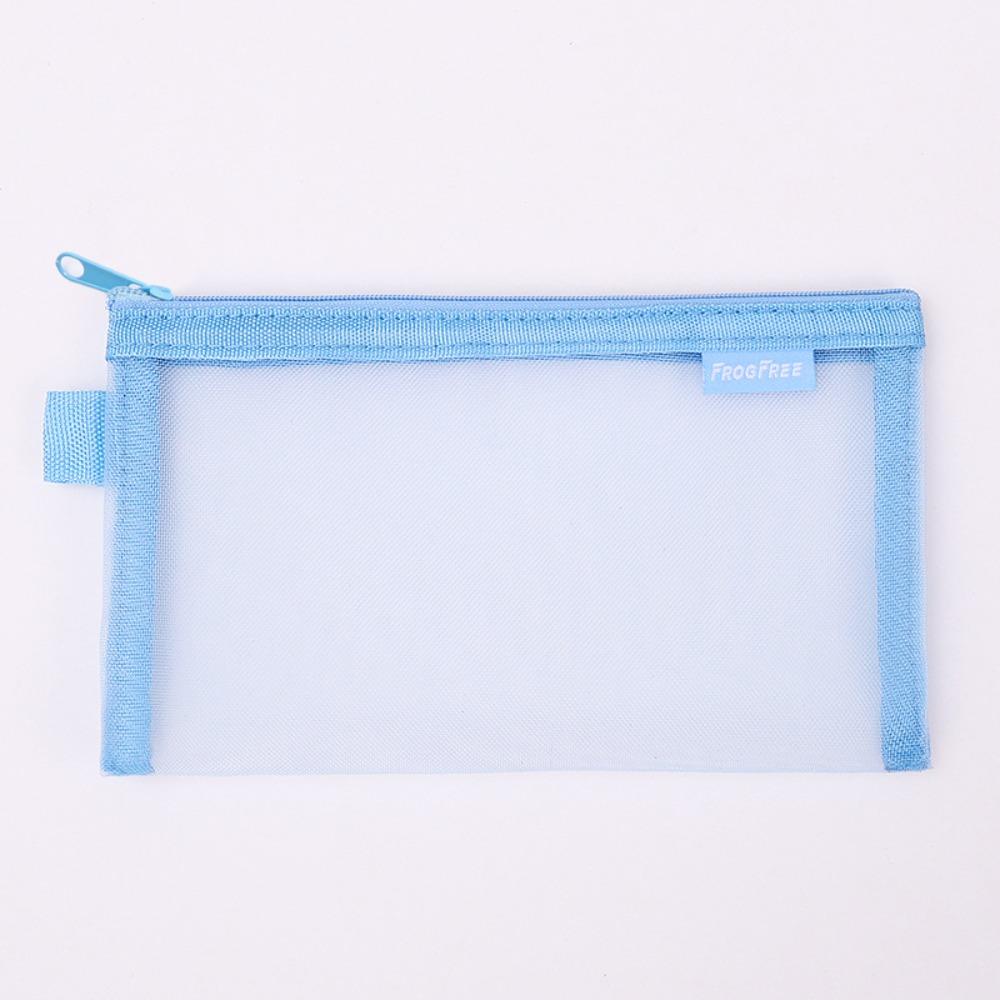 Transparent Design Mesh Pencil Case Zippered Closure Stationery Pencil Case Exam Use