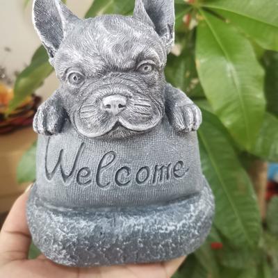 Resin Ornament Lifelike Porch Landscape Indoor French Bulldog Welcome Statue Garden Decoration Gift Outdoor Sculpture