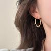Women's Luxury Textured Metal Hoop Earrings - Versatile Niche Design