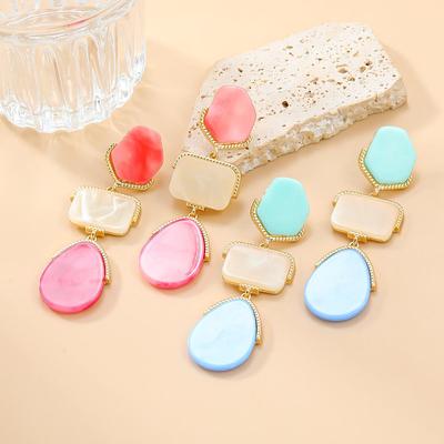 New Candy Colored Earrings Exaggerated Women's Multi-layer Color Blocking Earrings Bohemian Style Long Earrings