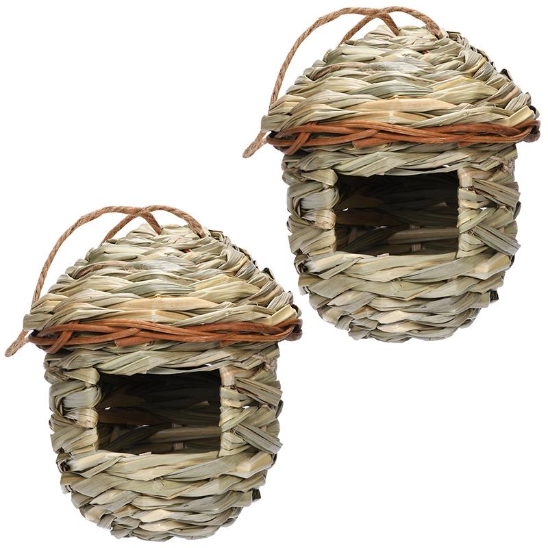 Birds Nest Outdoor Hand-Weaved Decorative Bird House Bird Cage Shelter Weaved Hanging Parrot Nest Creative Handmade Bird Cage