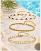3 Layers Gold Plated Anklet Set for Women Nature Stone Bead Bohe Disc Charm Stainless Steel Beach Foot Jewelry