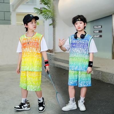 Basketball Clothing Set of Children Boys Jersey Summer Vacation Two Student Sportswear Quick Dry Training Competition Clothing Tide
