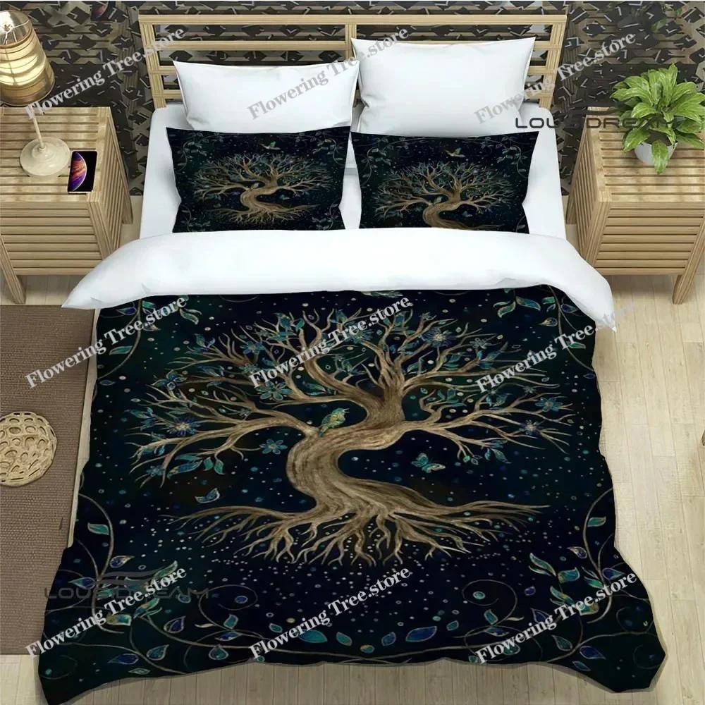 Tree of Life Printed Bedding Sets Exquisite Bed Supplies Set Duvet Cover Bed Comforter Set Bedding Set Luxury Birthday Gift029