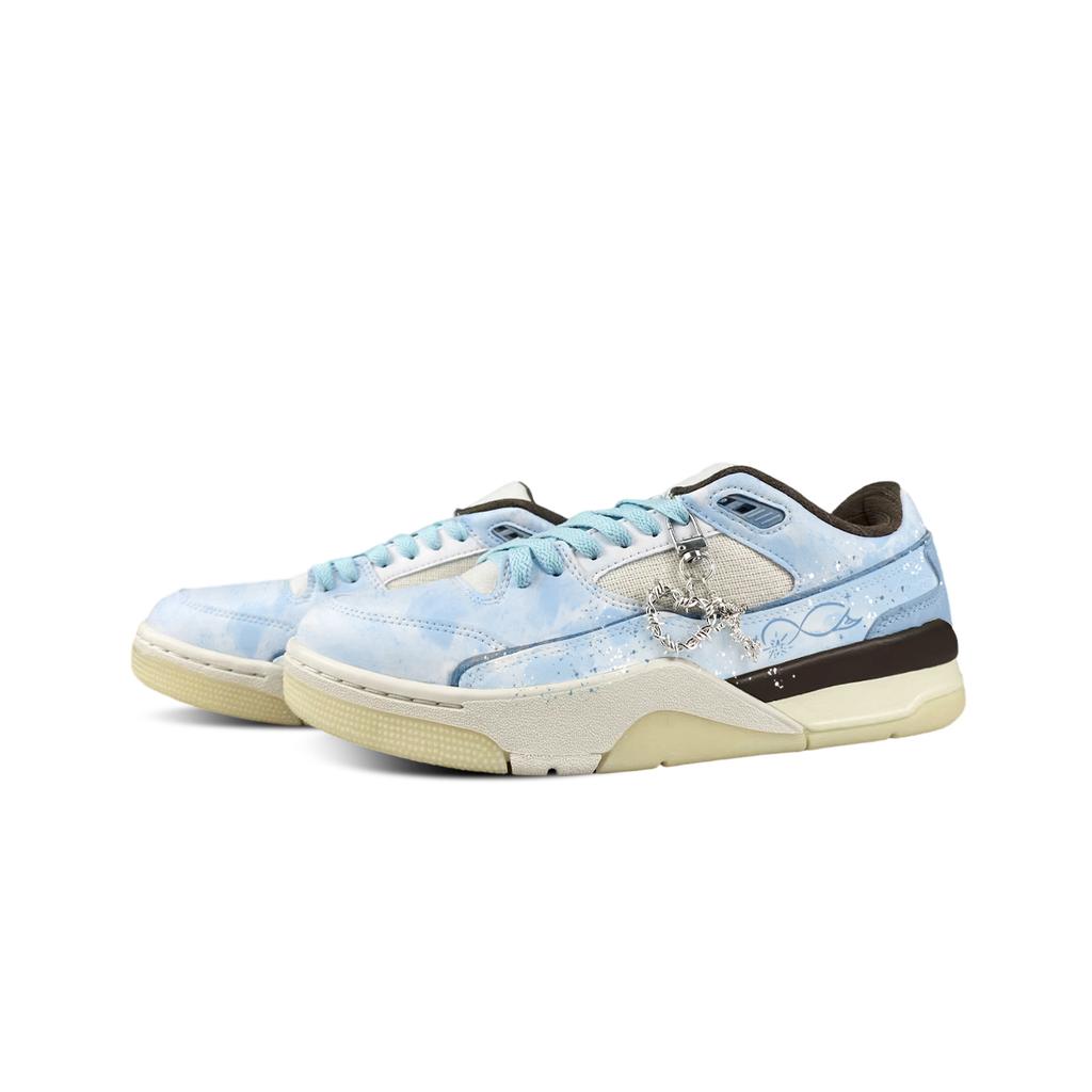 Jordan FLIGHT COURT Slip Resistant Abrasion Resistant Low Top Vintage Basketball Shoes Men's Blue White IB8858-141(Team401-)