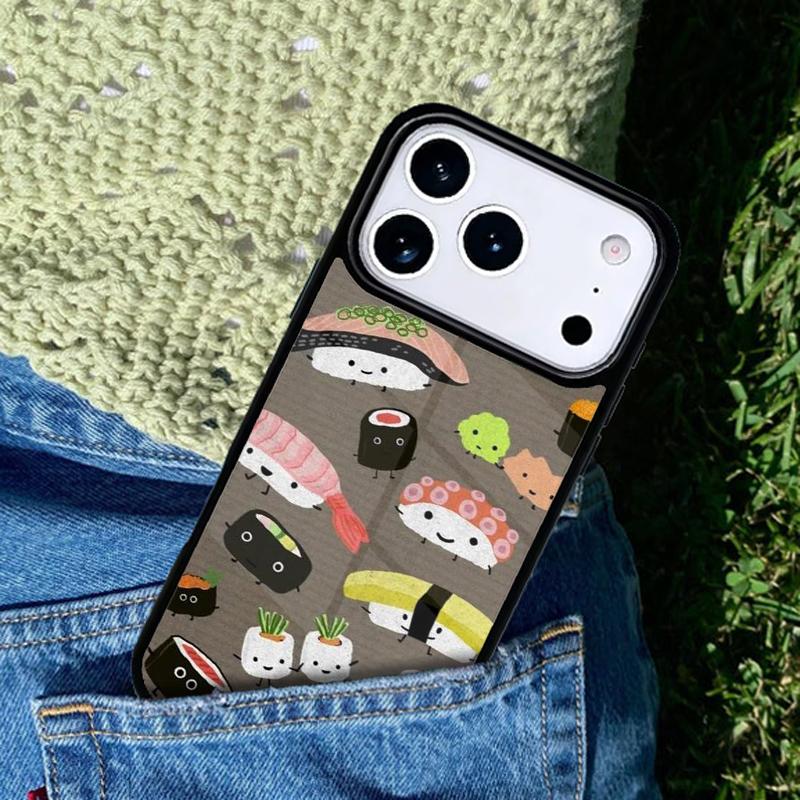 Sushi Pattern Phone Case For iPhone 17 AIR 16 Pro Max 15 14 Pro 11 12 13 Shockproof Silicone Cover