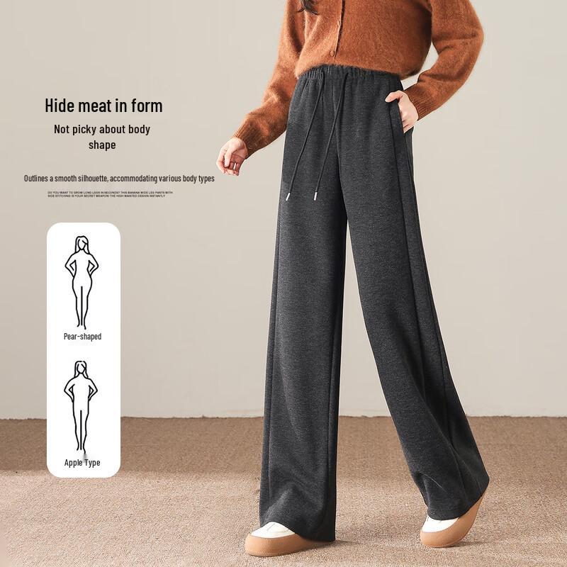 Women's Acetate Wool Blend High-Waist Straight-Leg Pants