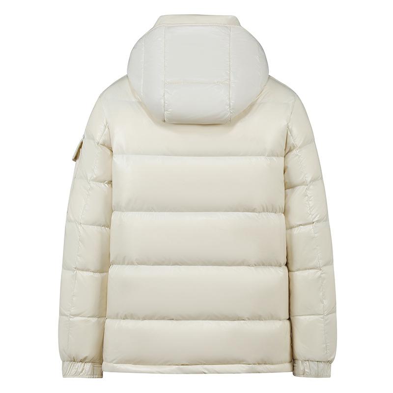 New high version glossy down jacket men's and women's short removable cap thickened white goose down to keep warm, fashionable and cold-proof