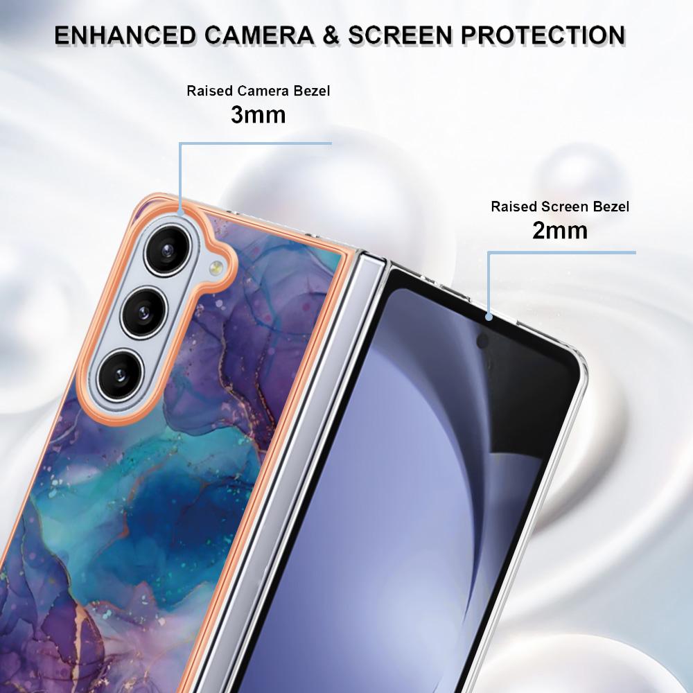 YB IMD Series-16 Style-E For Samsung Galaxy Z Fold5 5G TPU Case 2.0mm TPU Marble Pattern Cover