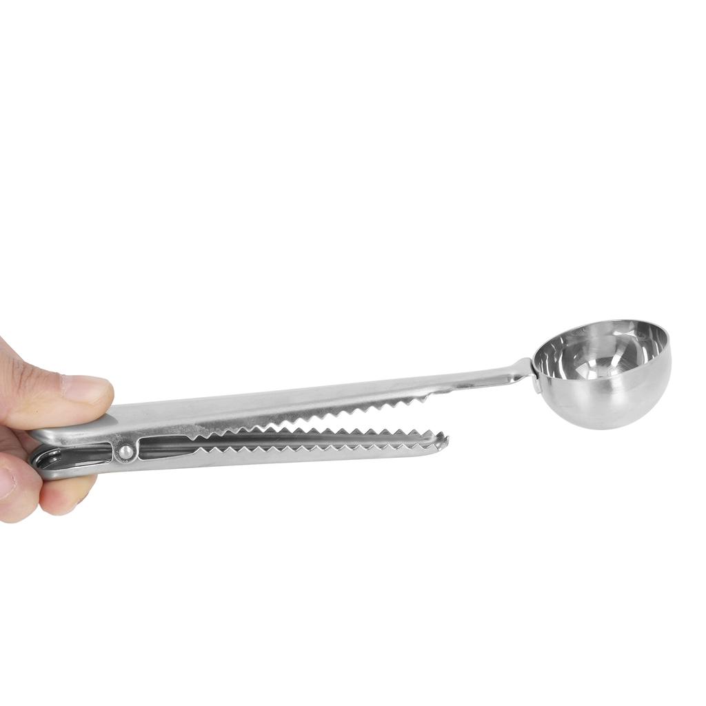 Coffee Spoon Sealing Clip 2 in 1 Stainless Steel Tight Sealing Deepen Design Convenient Practical Coffee Drinking Tools