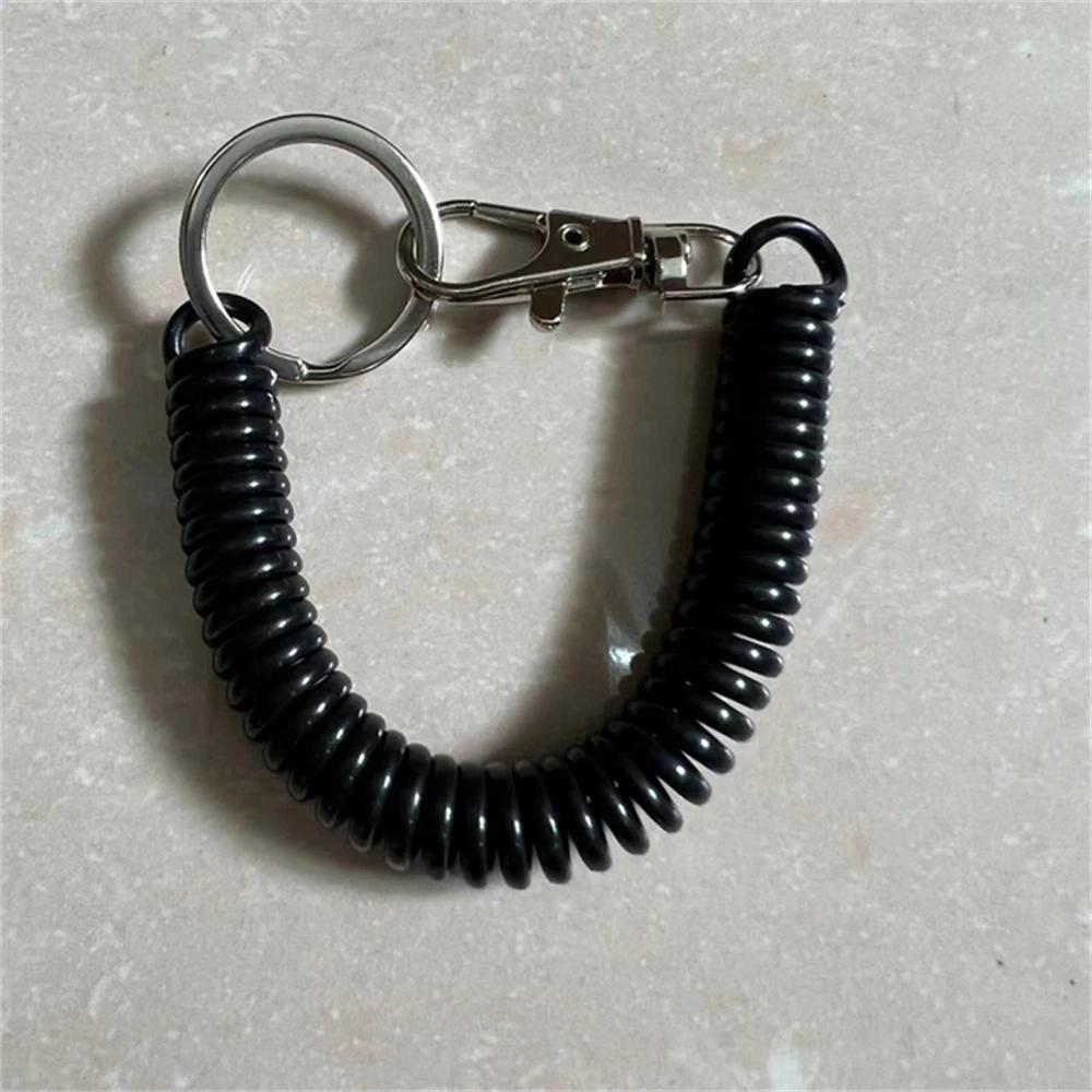Colourful Retractable Spring Coil Keychain Anti-Lost Stretch Cord Safety Keyring With Metal Lobster Clasp For Girls Phone Wallet
