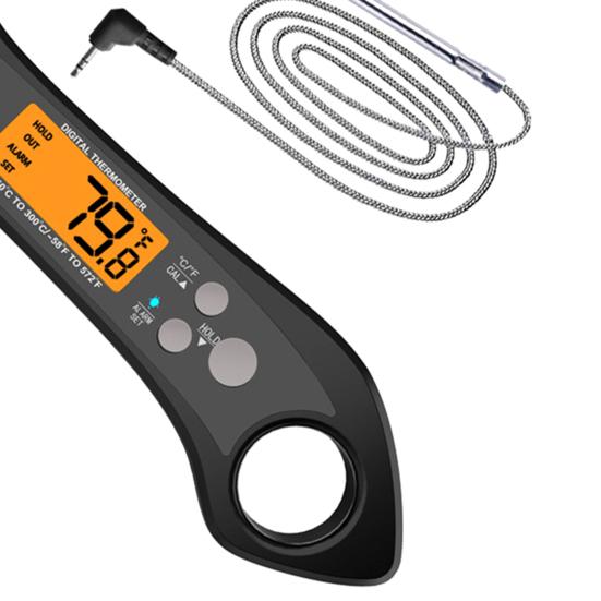 1 sada Cooking Thermometer Vodotěsný Dvojitá sonda ABS Průhledný Digitální displej Masový teploměr Kuchyňské doplňky