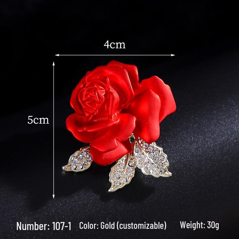 Exquisite Women's Red Flower Brooch – Niche Design, High-End Suit Accessory