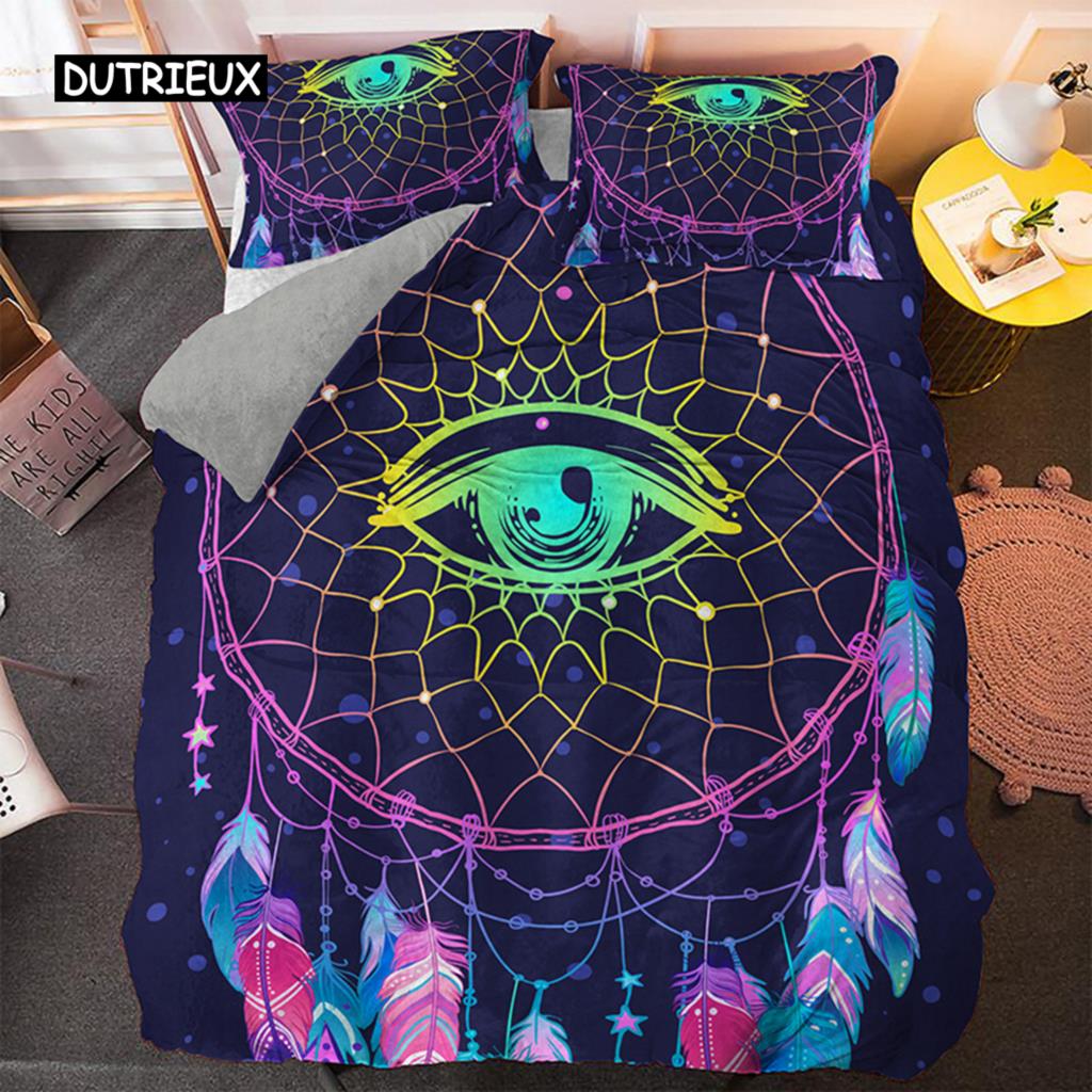 Psychedelic Bohemian Dreamcatcher Bedding Set Single King Queen Size Duvet Cover With