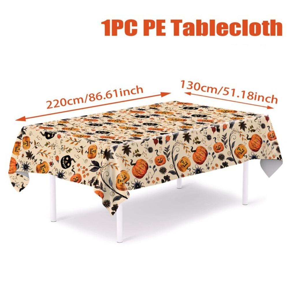 Plastic Halloween Tablecloth Bronzing Table Decoration Pumpkin Table Cover Pumpkin Ghost Haunted House Tablecover