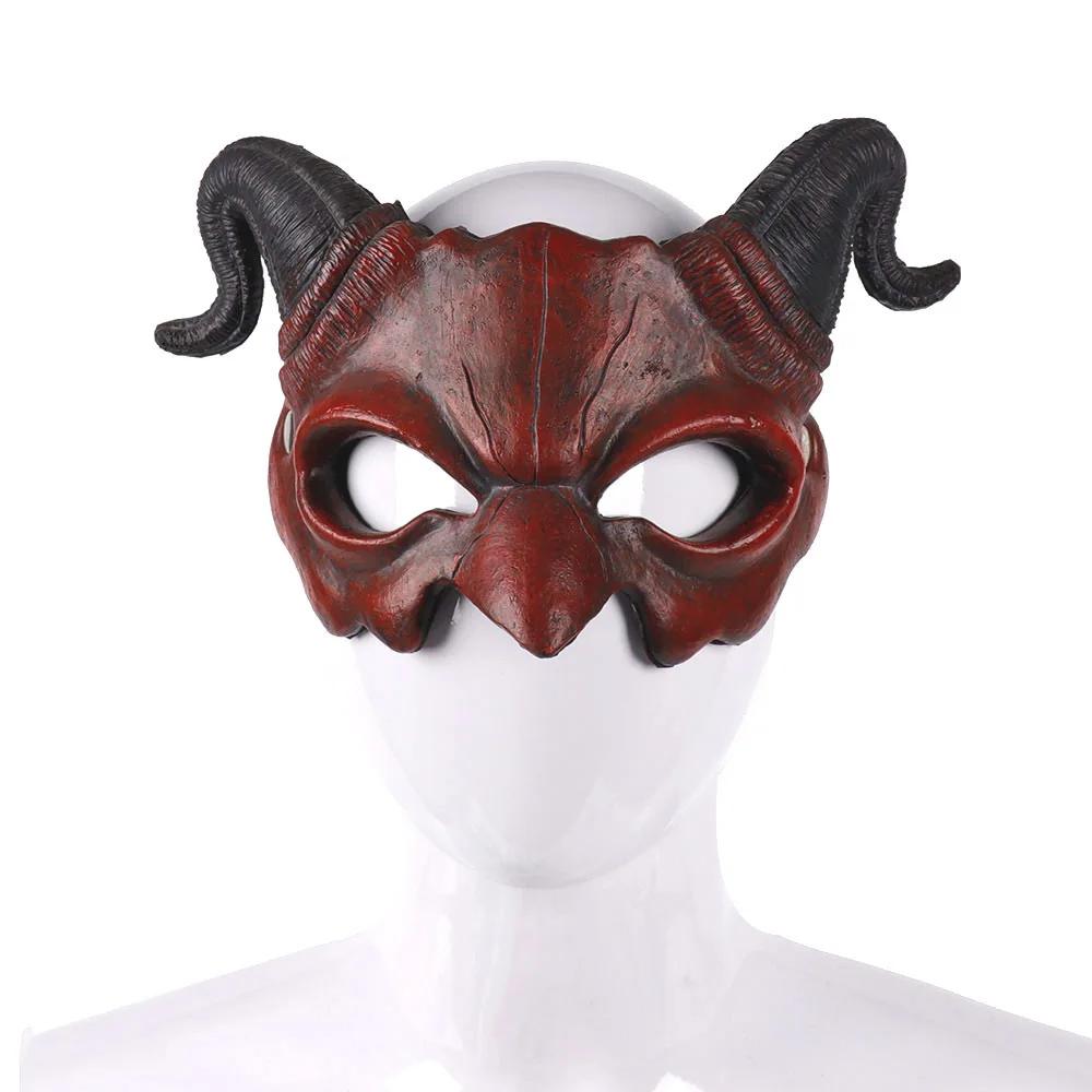 Halloween Dämonenmaske Hörner Teufel Halbgesichtsmaske Party Cosplay Horror Monster Maskerade Gruselig Spukhaus Requisiten Pu Maske Dekor