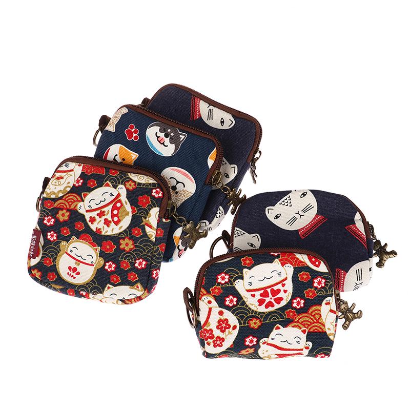 1Pc Retro Mini Bag Women Coin Purses Cute Cartoon Short Wallet Purse Card Bag