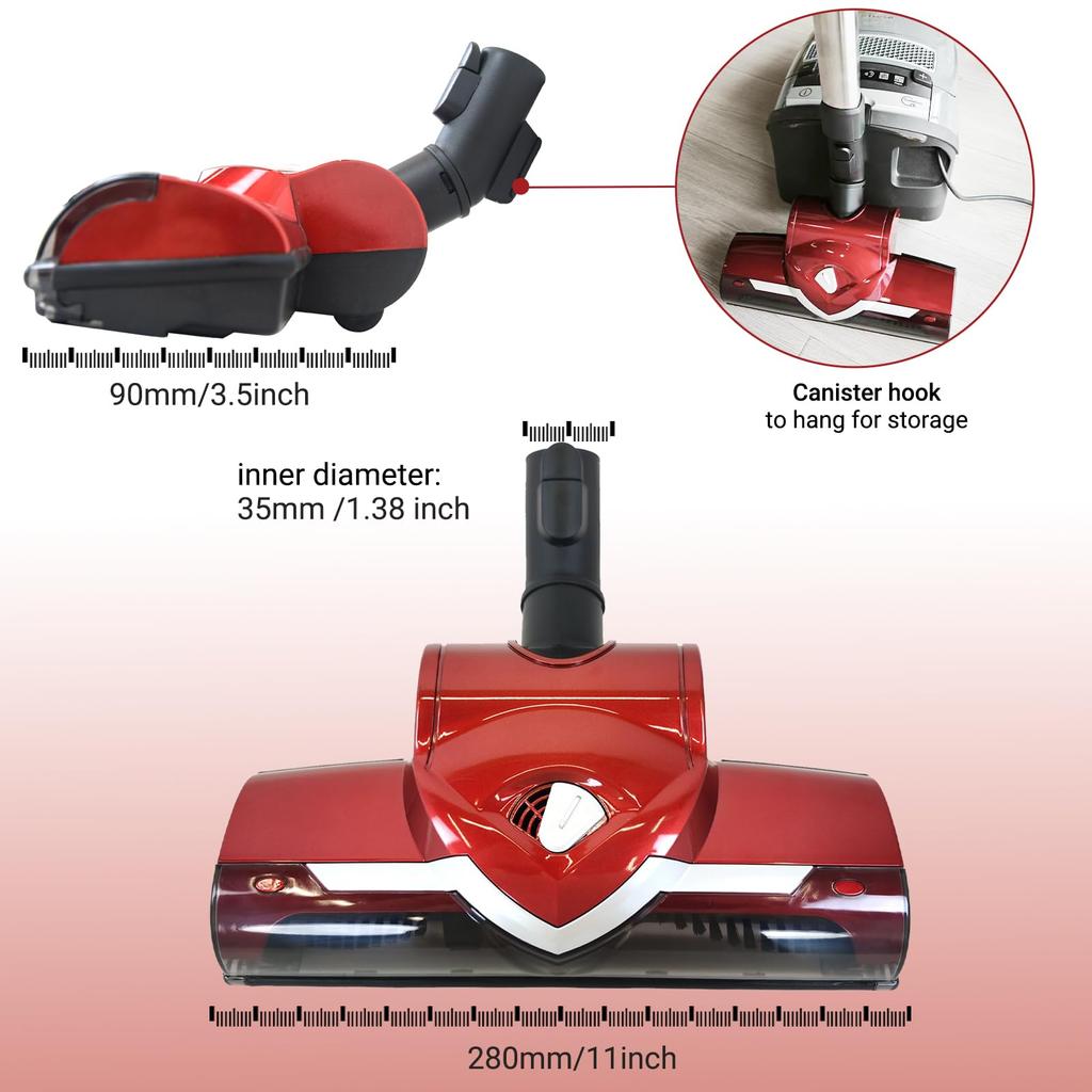 EZ SPARES New Dust Brush Replacement for Miele and C3 Vacuum Cleaner Brush 1 Turbo Floor Big Wheel Cleaner Brush C1, C2, Heads, 35mm, 3/8-inch Brush,